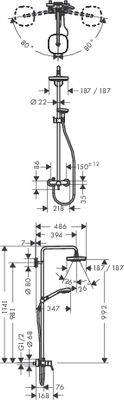 Hansgrohe Showerpipe Croma Select E 180 Einhebelmischer weiss / chrom, 1350 x 266 x 485 mm, Farbe weiß Bild 3
