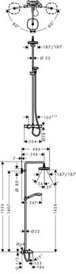 Hansgrohe Showerpipe Croma Select E 180 Wanne weiss / chrom, 1769 x 312 x 486 mm, Farbe weiß Bild 3