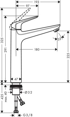 Hansgrohe Waschtischmischer 230 Novus, ohne Ablaufgarnitur, Farbe chrom Bild 3