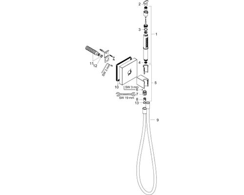 Hansgrohe Schlauchanschl.u.Brausenhalter Axor Starck Organic chrom mit 2jet Stabhandbr, Farbe chrom Bild 2