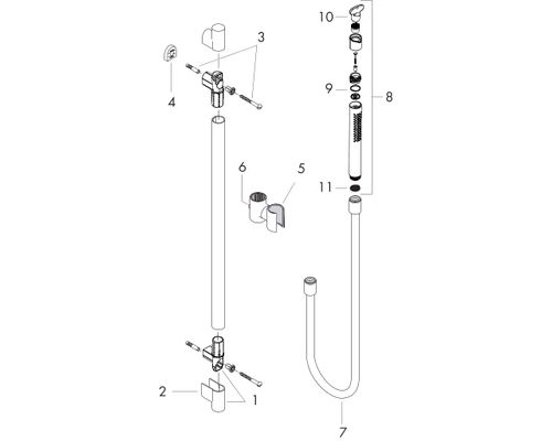 Hansgrohe Brausenset Axor Starck Organic 900 mm chr.Schlauch 1600 mm Stabhandbrause 2jet, 25 mm, Farbe chrom Bild 2