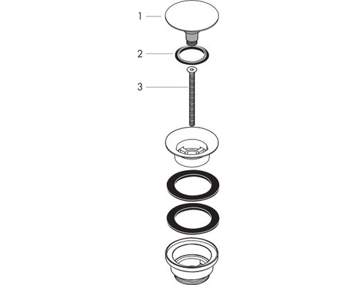 Hansgrohe Ablaufventil push-open edelstahl-optik, mit Überlaufloch, DN 32, Farbe silber Bild 2