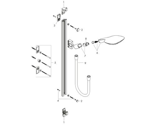 Hansgrohe Brausenset PuraVida Unica 90 cm chrom mit Handbrause, Wandstange, Schlauch 160 cm, 1000 mm, Farbe chrom Bild 2
