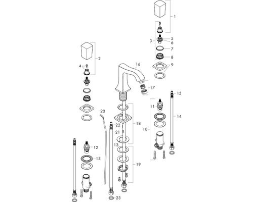 Hansgrohe 3-Loch Waschtischarmatur 110 Metropol Classic chrom, mit Zerogriff, Farbe grau Bild 2