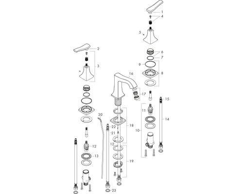 Hansgrohe 3-Loch Waschtischarmatur 160 Metropol Classic chrom, mit Hebelgriff, Farbe grau Bild 2