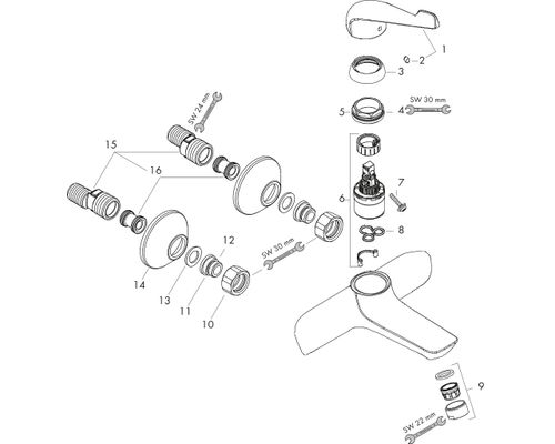 Hansgrohe Waschtischmischer Aufputz Novus Care, Farbe chrom Bild 2