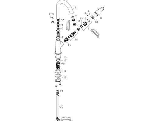 Hansgrohe Waschtischmischer 240 Novus Schwenkauslauf, ohne Ablaufgarnitur, Farbe chrom Bild 2