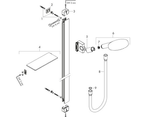 Hansgrohe Brausenset Raindance Select S 120 EcoSmart Unica'E 1500 mm weiss, Farbe silberfarben Bild 2