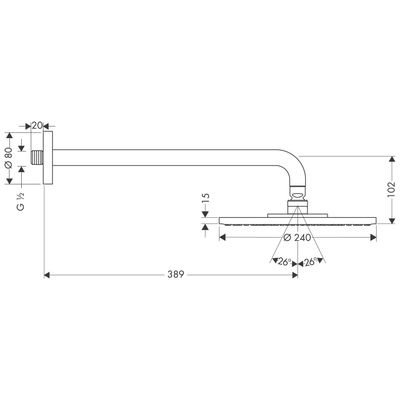Hansgrohe Tellerkopfbrause Raindance Air 240 mm chrom 9,4 l/min, mit Brausearm, 136 x 240 x 503 x 503 mm, Farbe chrom Bild 4
