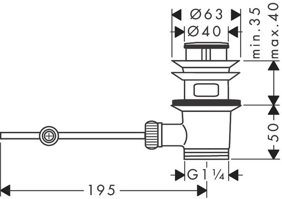 Hansgrohe Ablaufventil Axor Waschtischmischer und Bidetmischer BBC, DN 32, Farbe black chrome Bild 3