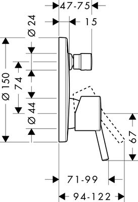 Hansgrohe Farbset Talis verchromt für Einhand-Unterputz-Badebatterie, 150 mm, Farbe chrom Bild 3