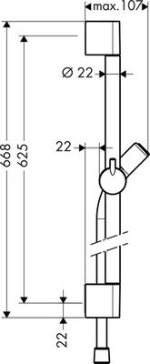 Hansgrohe Brausenstange Unica'C 650 mm, mit Isiflex B 1600 mm, 668 mm, Farbe chrom Bild 3