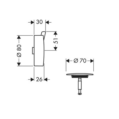 Hansgrohe Ab- und überlaufgarnitur Flexaplus S F-Set (Griff u.Stopfen) BSO, Farbe silber Bild 3