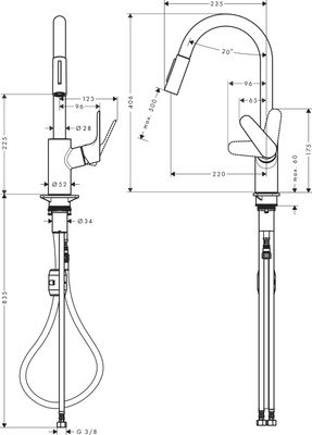 Hansgrohe Spültischmischer 240 Focus M41 Eco Ausziehbrause 2jet, Farbe chrom Bild 25