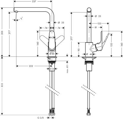 Hansgrohe Spültischmischer 280 Focus M41 Eco 1jet, Farbe chrom Bild 3