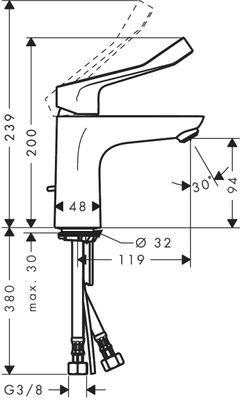 Hansgrohe Einhebel-Waschtischmischer, ComfortZone 100, mit Ablaufgarnitur, Ausladung 119 mm, 200 x 119 mm, Farbe chrom Bild 3