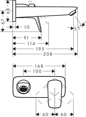 Hansgrohe 2-Loch Waschtischarmatur Unterputz Logis F-Set, 195 mm, Farbe chrom Bild 6