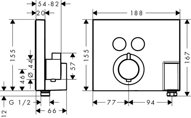 Hansgrohe Fertigset UP-Thermostat ShowerSelect, 2 Verbraucher, mit Fixfit u.Porter, 188 x 188 mm, Farbe chrom Bild 5
