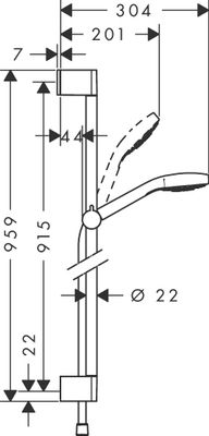 Hansgrohe Brausengarnitur Croma Select S 1jet Unica Croma 900 mm, Schl.+HB, weiss / chrom, Farbe weiß, chrom Bild 3