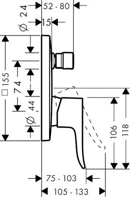 Hansgrohe Farbset Metris eckig verchromt, für Einhand-Unterputz-Badebatterie, 155 x 155 mm, Farbe chrom Bild 3
