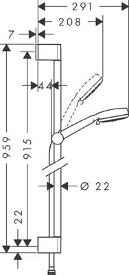Hansgrohe Brausegarnitur Crometta 100 Vario / Unica 900 mm, weiss / chrom, 22 mm, Farbe weiß, chrom Bild 3