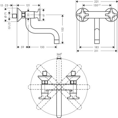 Hansgrohe Zweigr.Spültischarmatur Logis M32 Wandmodell 1jet, 188 mm, Farbe chrom Bild 3