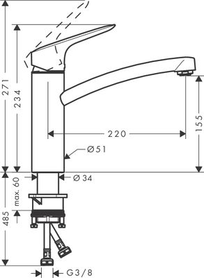 Hansgrohe Spültischmischer 160 Logis M31 1jet, 234 mm, Farbe chrom Bild 6