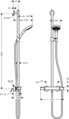 Hansgrohe Showerpipe Croma Select E Multi SemiPipe weiss / chrom, 251 mm, Farbe weiß, chrom Bild 4