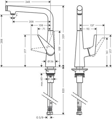 Hansgrohe Spültischmischer 300 Talis Select M51 1jet edelstahl-optik, 339 mm, Farbe silber Bild 4