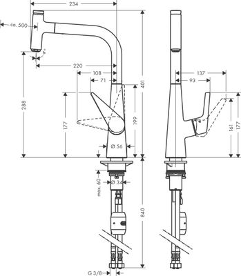 Hansgrohe Spültischmischer 300 Talis Select M51 Eco Ausziehauslauf 1jet, Farbe chrom Bild 3