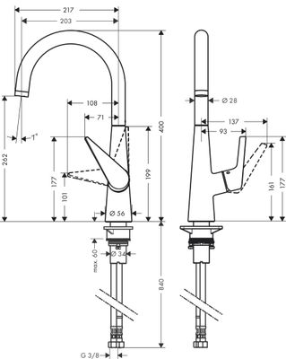 Hansgrohe Spültischmischer 260 Talis M51 1jet edelstahl-optik, 400 mm, Farbe silber Bild 4