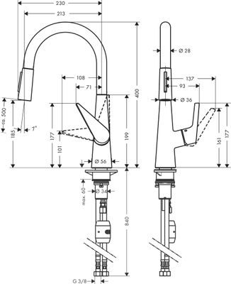 Hansgrohe Spültischmischer 200 Talis M51 Ausziehbrause 2jet edelstahl-optik, 400 mm, Farbe silber Bild 4