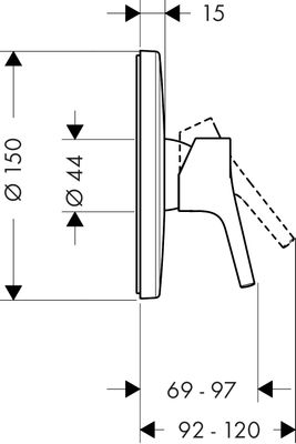 Hansgrohe Farbset Talis S verchromt für Einhand-Unterputz-Brausebatterie, 151 mm, Farbe chrom Bild 3