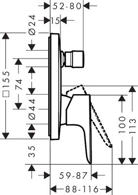 Hansgrohe Farbset Talis E verchromt für Einhand-Unterputz-Badebatterie, 155 x 155 mm, Farbe chrom Bild 3