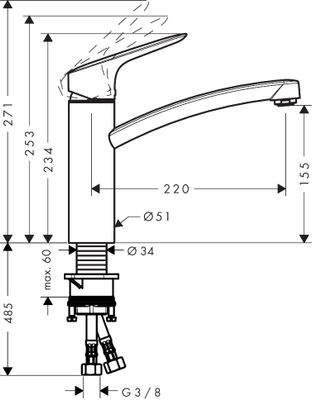 Hansgrohe Spültischmischer 160 Logis M31 Eco CoolStart 1jet, 234 mm, Farbe chrom Bild 3