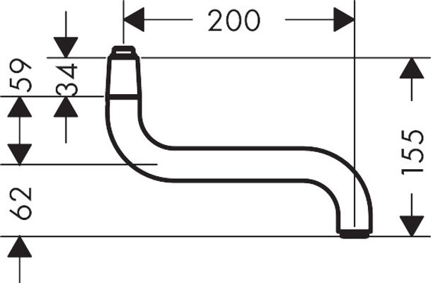 Hansgrohe Auslauf Küche Wand 200 mm, Farbe silberfarben Bild 2