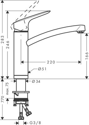 Hansgrohe Spültischmischer 160 Logis M31 Vorfenster 1jet, 246 mm, Farbe chrom Bild 3
