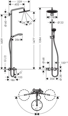 Hansgrohe Showerpipe Croma Select S 280 Wanne, 1812 x 304 x 539 mm, Farbe chrom Bild 10