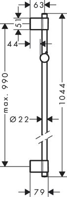 Hansgrohe Wandstange Unica Varia 105 cm, verchromt, 1044 x 22 mm, Farbe chrom Bild 5
