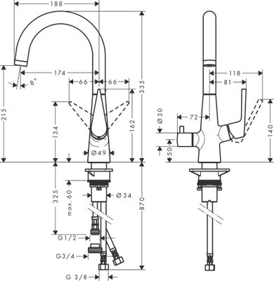 Hansgrohe Spültischmischer 220 Talis M51 Geräteabsperrventil 1jet, 355 mm, Farbe chrom Bild 3