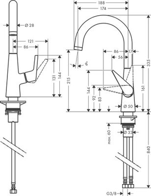 Hansgrohe Spültischmischer 220 Talis M51 1jet, 335 mm, Farbe chrom Bild 3