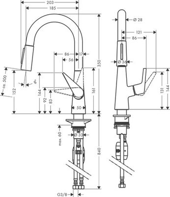 Hansgrohe Spültischmischer 160 Talis M51 Ausziehbrause 2jet, 350 mm, Farbe chrom Bild 3