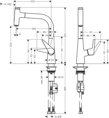 Hansgrohe Spültischmischer 220 Talis Select M51 Ausziehauslauf 1jet, 335 mm, Farbe chrom Bild 3