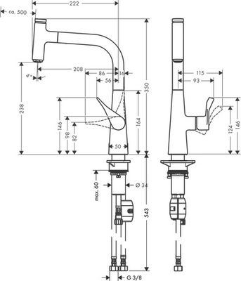 Hansgrohe Spültischmischer 240 Metris Select M71 Ausziehauslauf 1jet, 350 mm, Farbe chrom Bild 4