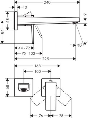 Hansgrohe Fertigset für 2-Loch Waschtisch-Wandarmatur Metropol, Ausladung 225 mm, 240 mm, Farbe chrom Bild 12