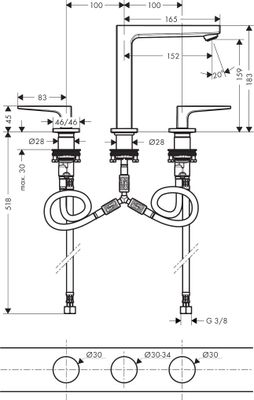 Hansgrohe 3-Loch Waschtischarmatur 160 Metropol BBR, Farbe bronze Bild 5