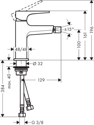 Hansgrohe Bidetmischer Metropol, mit Push-Open Ablaufgarnitur matt, Farbe weiß Bild 3