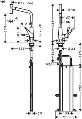 Hansgrohe Spültischmischer 320 Metris Select M71 Ausziehauslauf 1jet sBox, 445 mm, Farbe chrom Bild 6