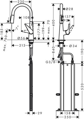Hansgrohe Spültischmischer 200 Talis M51 Eco Ausziehbrause 2jet sBox, Farbe chrom Bild 3