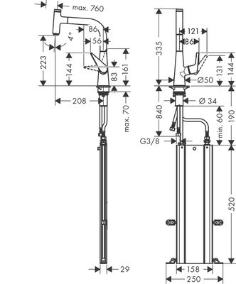 Hansgrohe Spültischmischer 220 Talis Select M51 Ausziehauslauf 1jet sBox edelstahl-optik, 335 mm, Farbe silber Bild 4